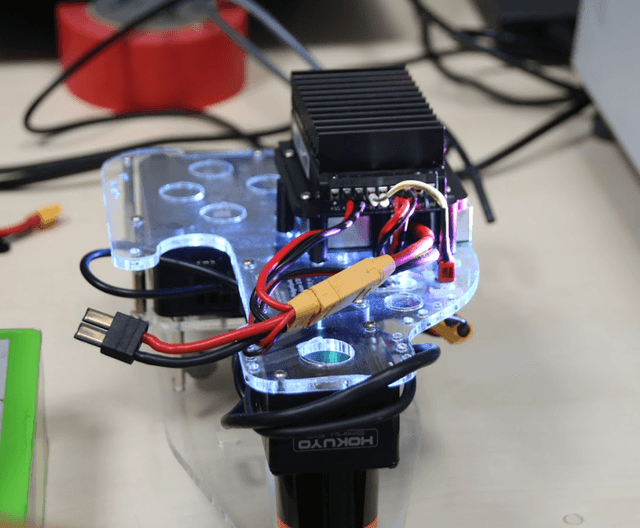 Onboard computer, wiring, and LiDAR on the racing car